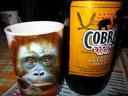 Cobra beer in a gorilla mug