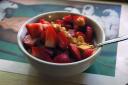 Cereal with strawberries and COLD FRESH milk