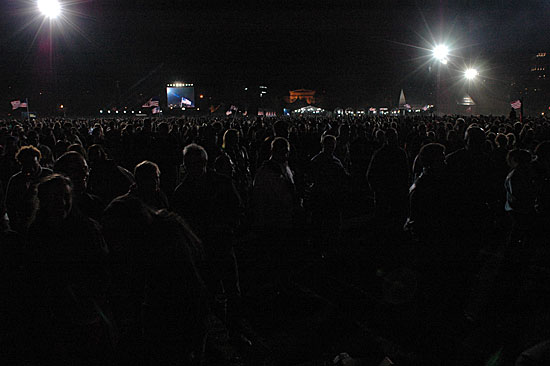 The crowd streaming out