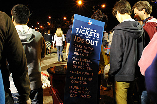 One of three checkpoints to get into the ticketed rally