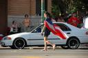 Flags worn as capes were popular