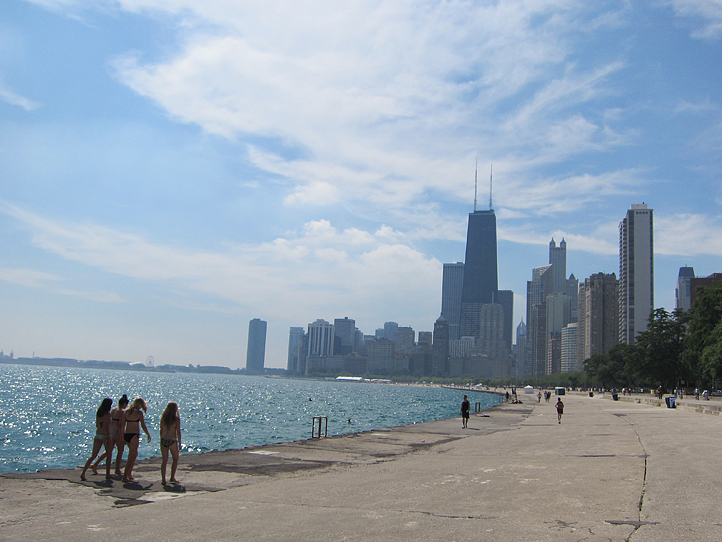 Chicago skyline and Oak Street Beach